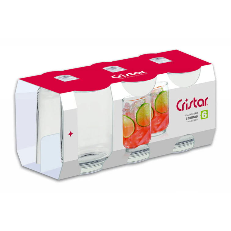 Set X6 Unidades de Vasos Alegro Bebidas Cristar 2867AL