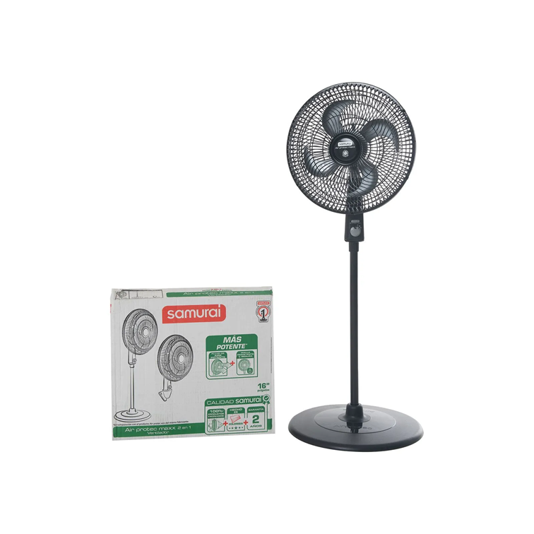Ventilador Samurai Air Protec Maxx 2 en 1 de 16 Pulgadas Negro