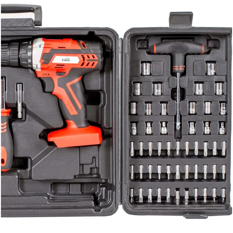 Kit Taladro Inalámbrico Kalley + Set de Herramientas