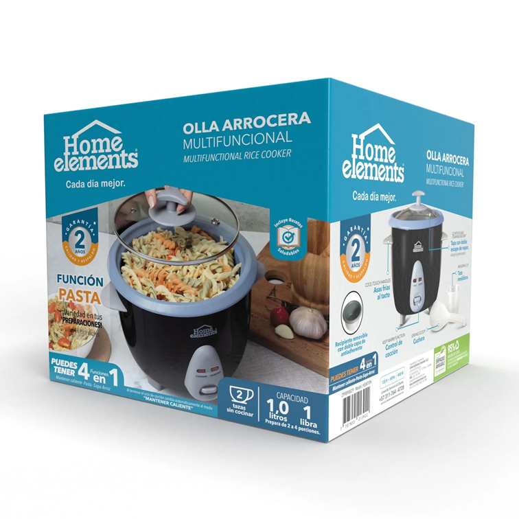 Olla Arrocera Home Elements de 1,0 Libra Negra HEAR-10N
