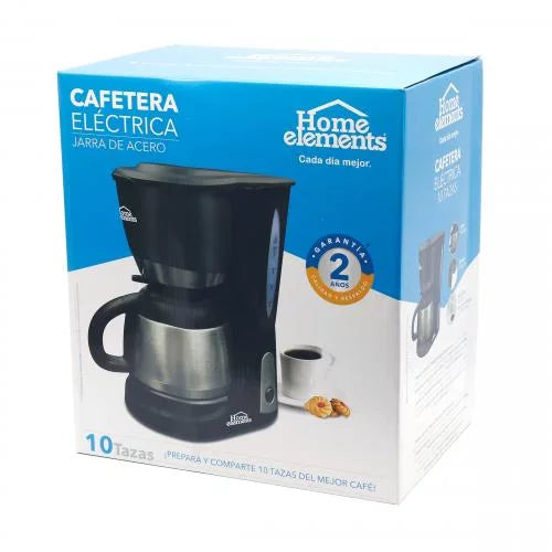 Cafetera Con Jarra en Acero de 10 Tazas Home Elements