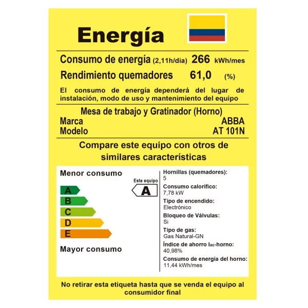 Estufa de Piso con Horno AT101-5N Abba