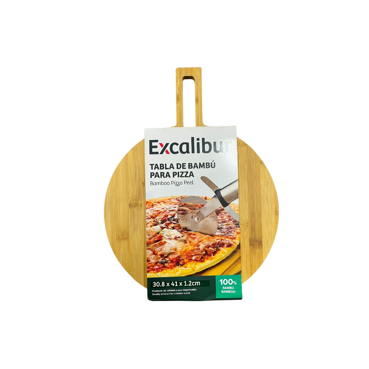 Tabla Redonda para Pizza en Bambú Excalibur