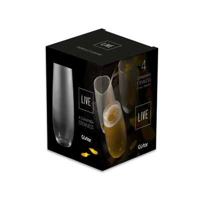 Set Live X4 Unidades Vaso Champaña Stemless Cristar 0903ECD4LIVE23