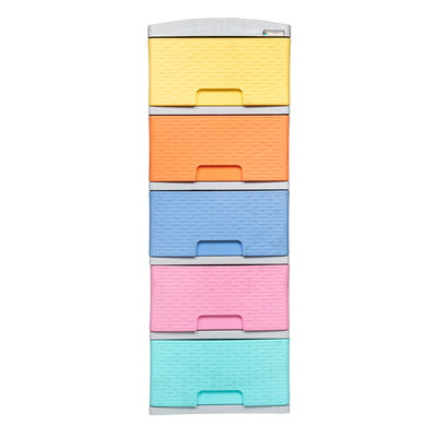 Practimueble Apariencia Rattan 5 Gavetas Colplast Color Pastel