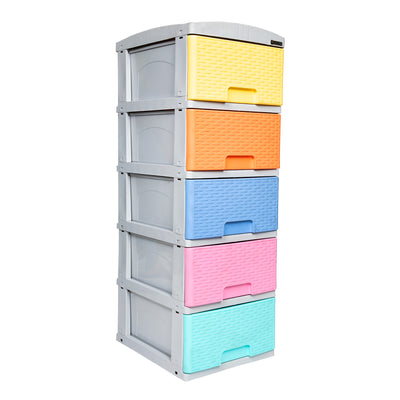 Practimueble Apariencia Rattan 5 Gavetas Colplast Color Pastel