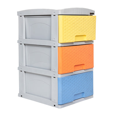 Practimueble Apariencia Rattan 3 Gavetas Colplast Color Pastel