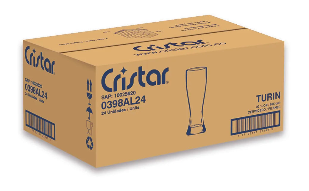 Vaso Cervecero Turín x1 Caja de 24 Unidades Cristar