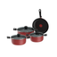 Batería de cocina IMUSA COLORS 7 piezas Rojo con Tapa de Vidrio