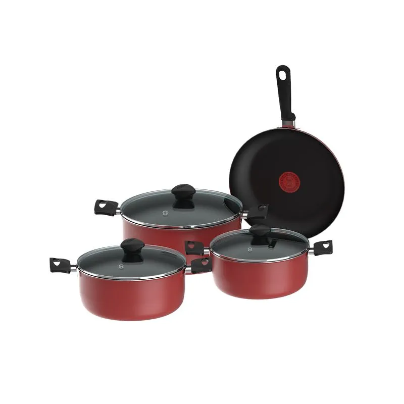 Batería de cocina IMUSA COLORS 7 piezas Rojo con Tapa de Vidrio