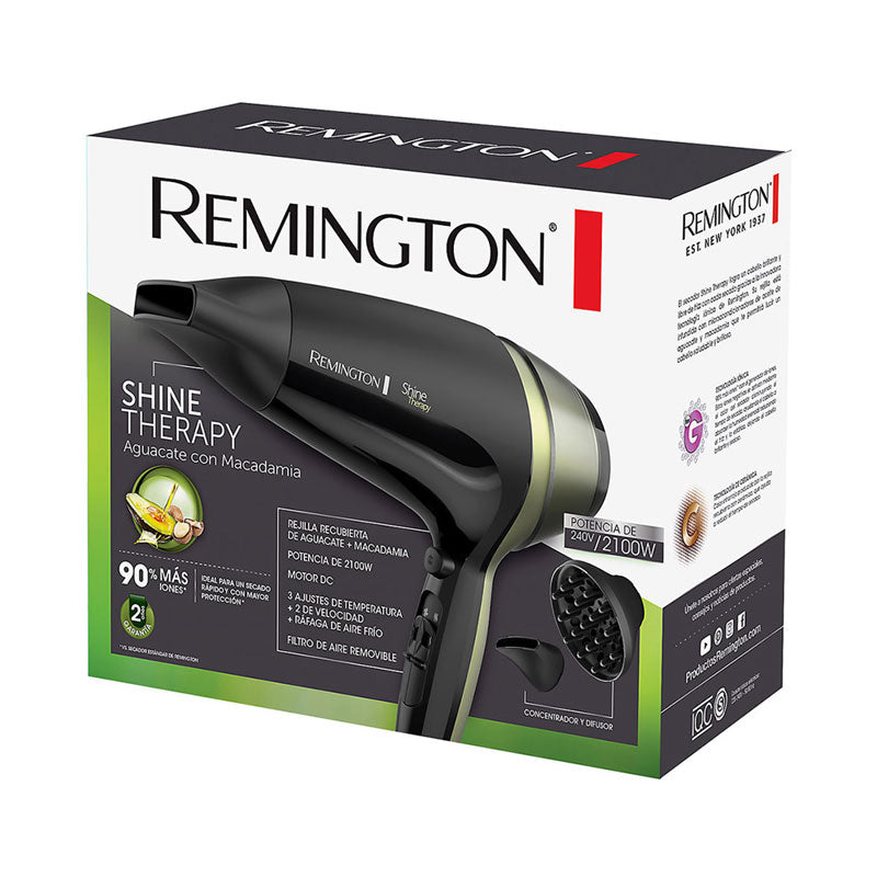 Secador de Cabello Aguacate y Macadamia Negro Remington