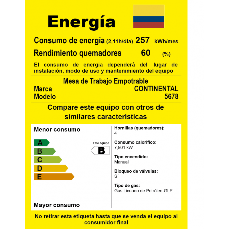 Estufa de Empotrar en Acero Inoxidable sin encendido electrico Propano Continental