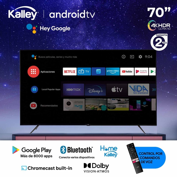 Televisor de 70 Pulgadas 177 cm 4K-UHD LED Smart TV Android Kalley