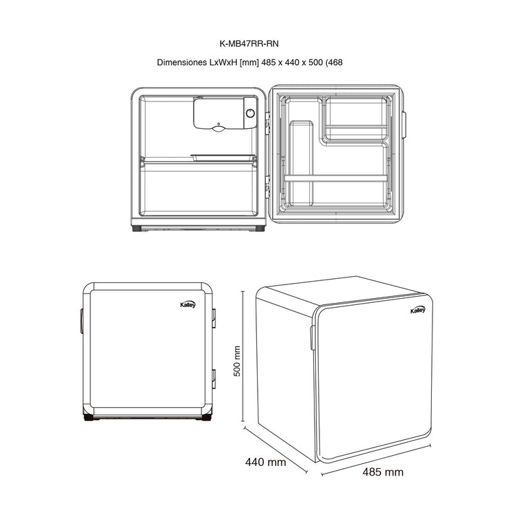 Minibar Negro Frost Una Puerta 47 Litros Gris Kalley