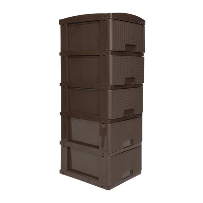 Practimueble Apariencia Rattan 5 Gavetas Colplast Color Wengue
