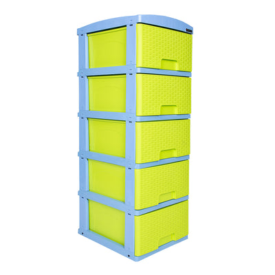 Practimueble Apariencia Rattan 5 Gavetas Colplast Color Verde Limón