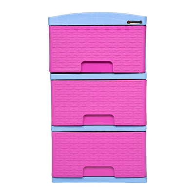 Practimueble Apariencia Rattan 3 Gavetas Colplast Color Fucsia