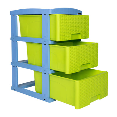 Practimueble Apariencia Rattan 3 Gavetas Colplast Color Verde Limon