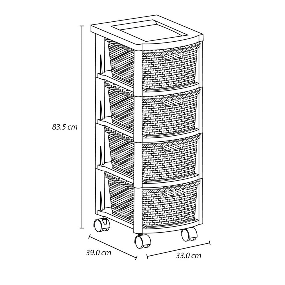 Cajonero X4 Gavetas Rattan Rimax