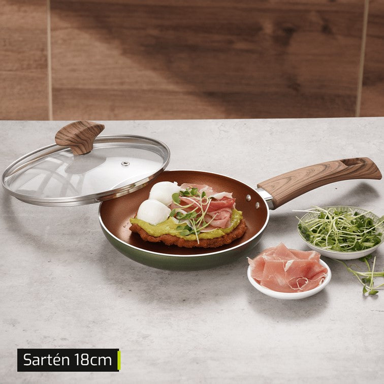 Sartén Universal Cuarzo + Tapa de Vidrio de 18 Cm L49059