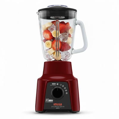 Licuadora Imusa Powermix Glass de 5V Vaso Vidrio Color Vinotinto 5861032008