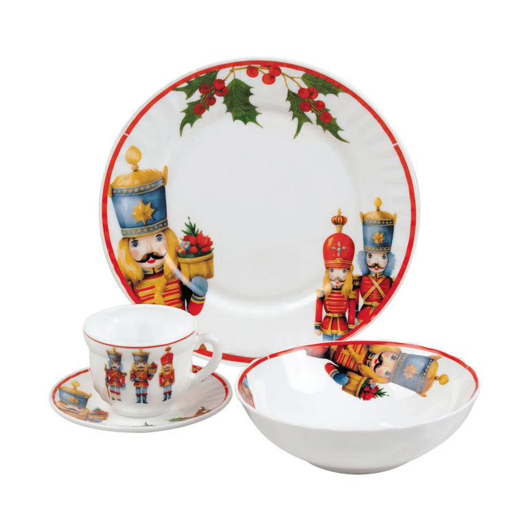 Vajilla de Vitrocerámica Cascanueces 4 Puestos 16 Piezas HEVV-1602