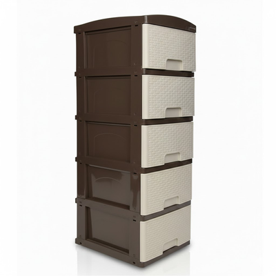 Practimueble Apariencia Rattan 5 Gavetas Colplast Color Pistacho Wengue