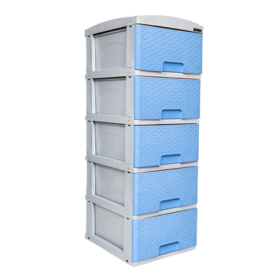 Practimueble Apariencia Rattan 5 Gavetas Colplast Color Azul Celeste