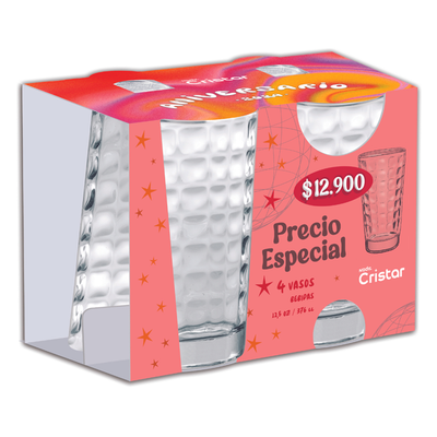 Set X4 Unidades de Vasos Square Cristar 0629CL4ANIV24