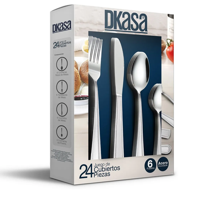 Set de Cubiertos Dkasa Simplicity de 24 Piezas en Acero Inox A004-220