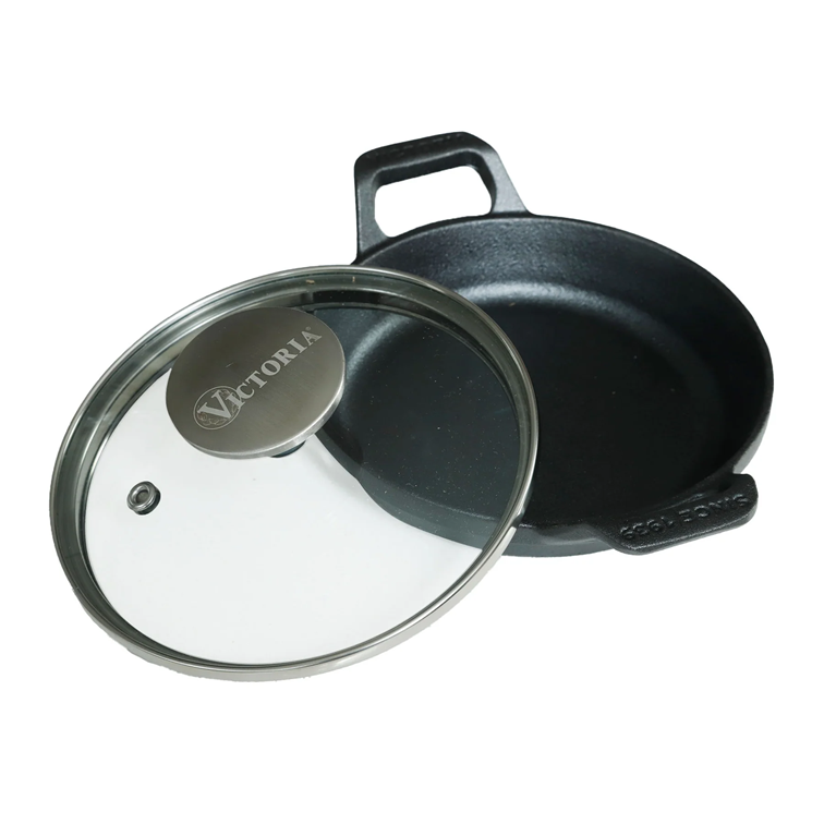 Mini Cazuela de Hierro Fundido Victoria Con tapa de Vidrio 14 Cm