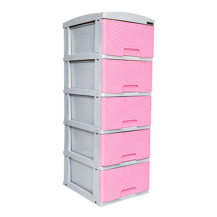 Practimueble Apariencia Rattan 5 Gavetas Colplast Color Rosado