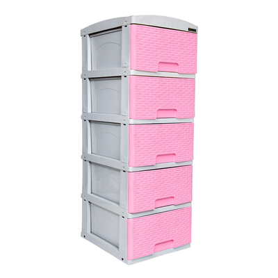 Practimueble Apariencia Rattan 5 Gavetas Colplast Color Rosado