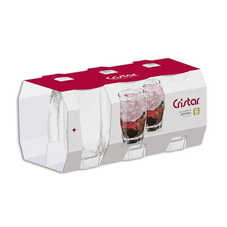 Set X6 Unidades de Vasos Amadeus Bebidas Cristar 0400CL6