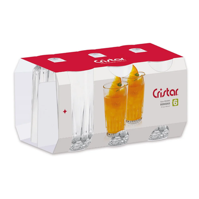 Set X6 Unidades Vasos Prisma Bebidas Cristar 0257AL