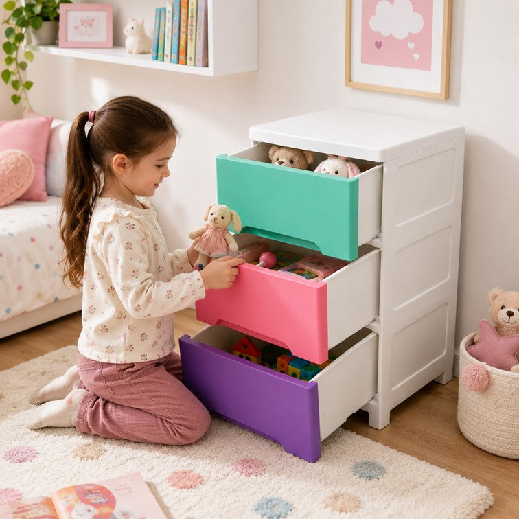 Cajonero Portofino Infantil Armaty de 3 Gavetas Color Niña