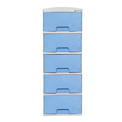 Practimueble Apariencia Rattan 5 Gavetas Colplast Color Azul Celeste