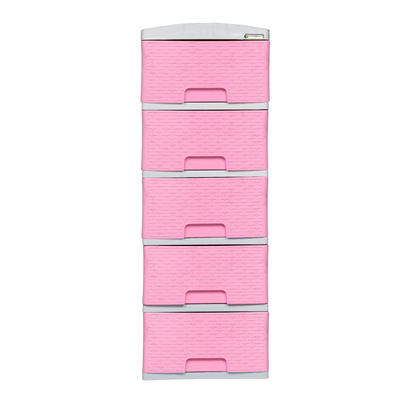 Practimueble Apariencia Rattan 5 Gavetas Colplast Color Rosado