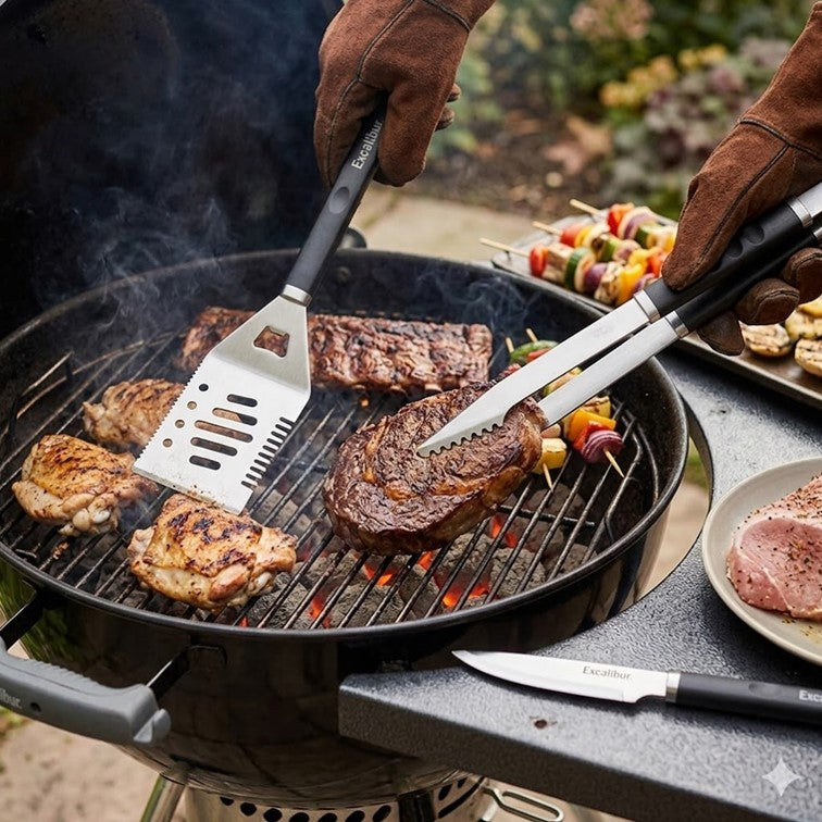 Set X3 Piezas Utensilios BBQ Espatula + Tenedor + Cuchillo A151-BQP03S