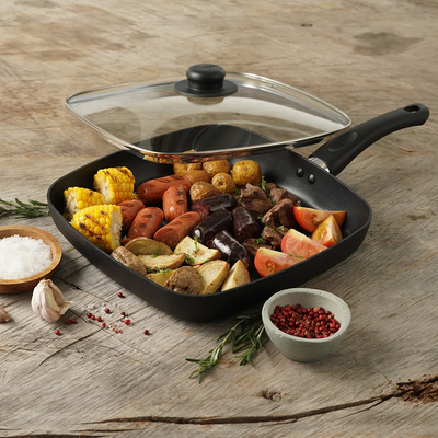 Plancha Grill Aliada Universal de 28 X 28 Cm + Tapa L39289