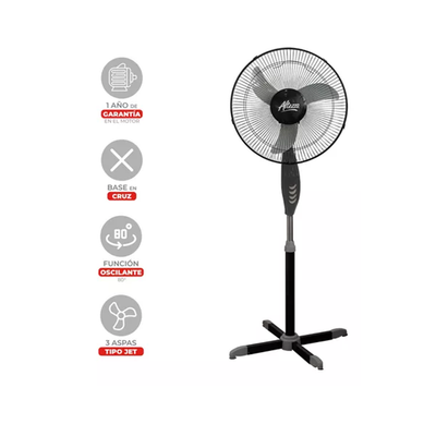 Ventilador Altezza de Pedestal 16 Pulgadas Negro Metálico