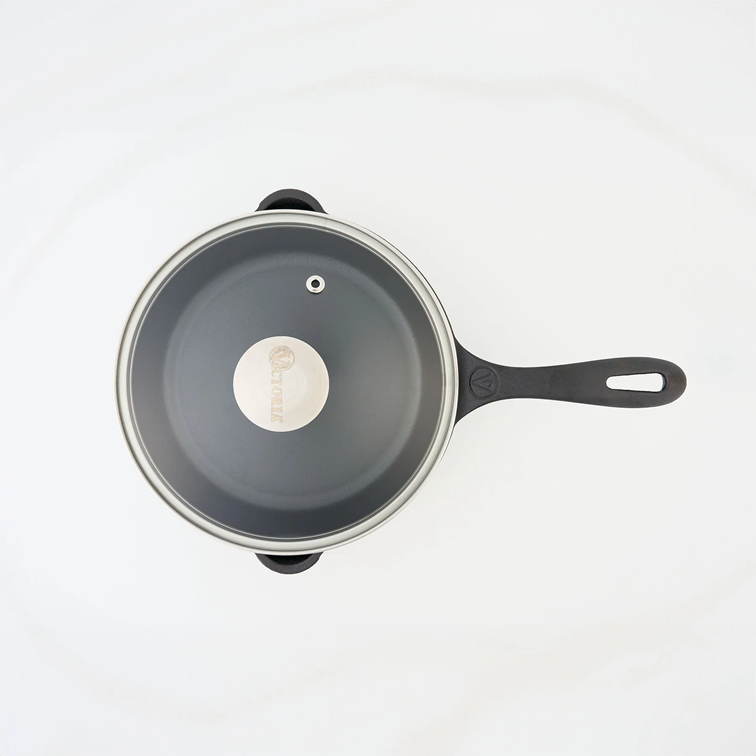 Combo Sartén de Hierro Fundido Con Tapa de Vidrio Victoria de 16,5 Cm