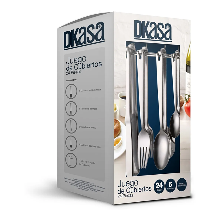Juego de Cubiertos Dkasa Con Soporte 24 Piezas en Acero Inoxidable