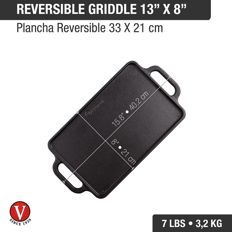 Plancha Reversible para Asar de Hierro Fundido Victoria 33 X 21 Cm
