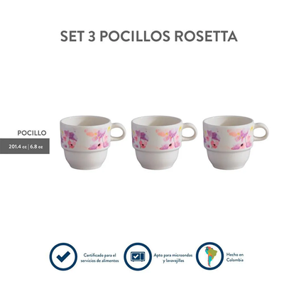 Set X3 Pocillos Corona Apilables Rosetta 201.4ml
