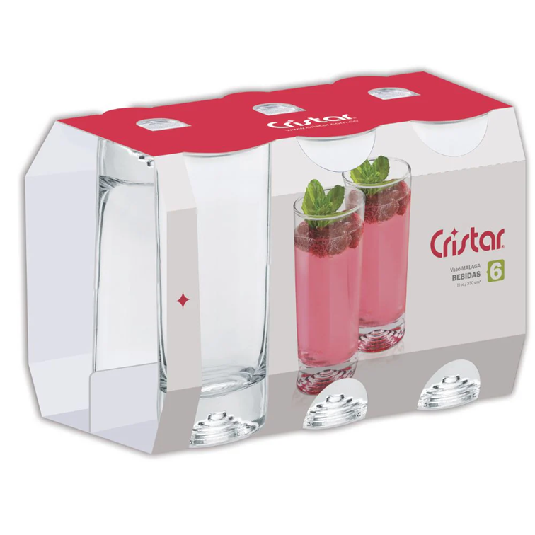 Set X6 Unidades de Vasos Málaga Bebida Cristar 0722CL