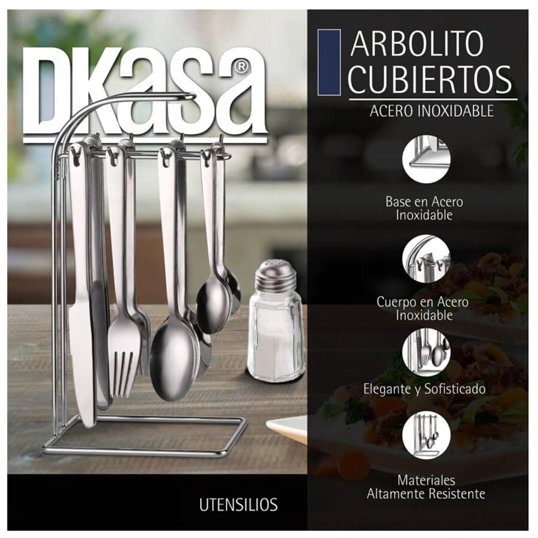 Juego de Cubiertos Dkasa Con Soporte 24 Piezas en Acero Inoxidable