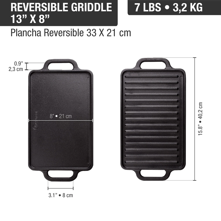 Plancha Reversible para Asar de Hierro Fundido Victoria 33 X 21 Cm