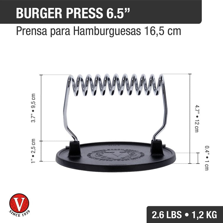 Prensa Para Hamburguesas Hierro Fundido Victoria de 16,5 Cm 36843