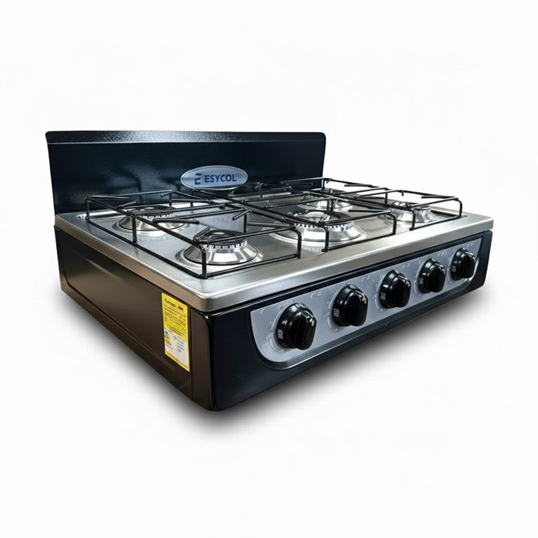 Estufa de Sobremesa en Acero Inoxidable Esycol de 5 Puestos E-105